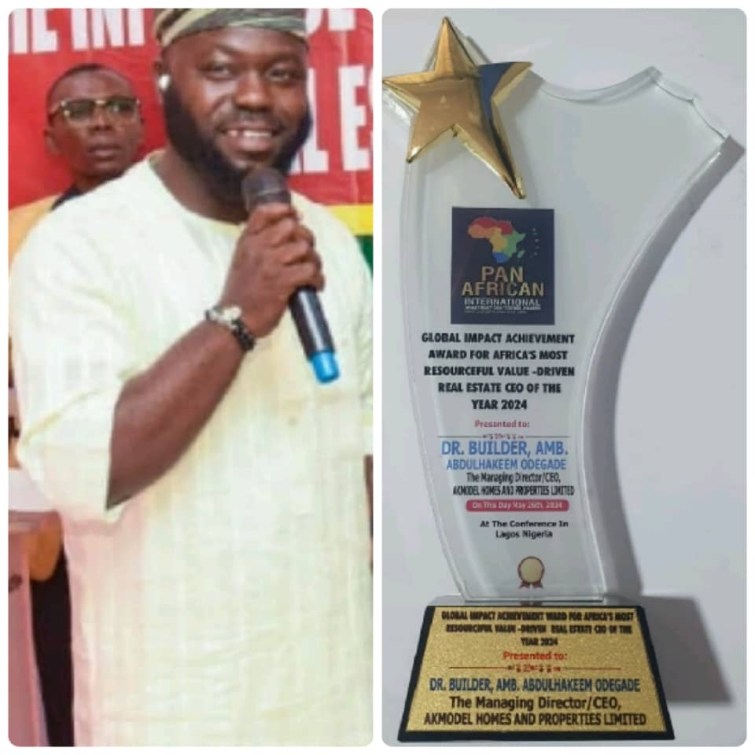 Akmodel Group MD Fulfills A Land Promise Made At Lagos State Children Quiz Competition, Becomes Latest Recipient Of Pan African Award