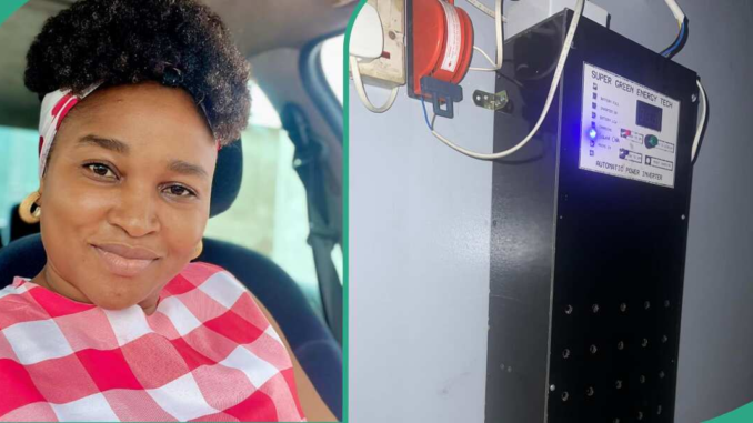 Electricity: Proud Nigerian Lady Displays Her 'Cheap' Solar Inverter Which Lasts Night Till Morning