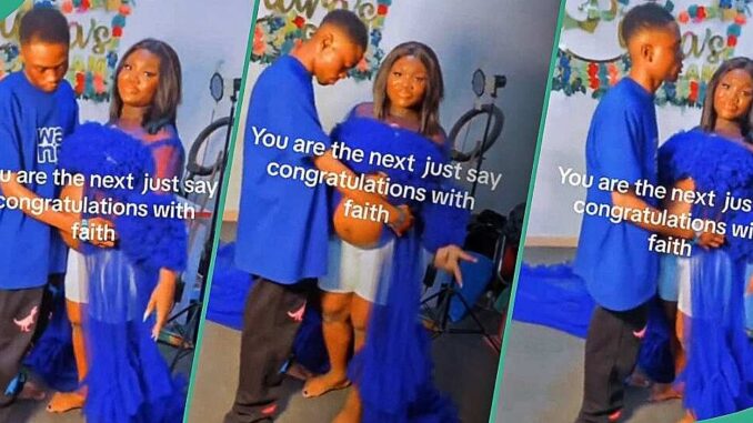"This Man Is Not Happy": Lady's Maternity Shoot With Lover Sparks Mixed Reactions, Video Trends