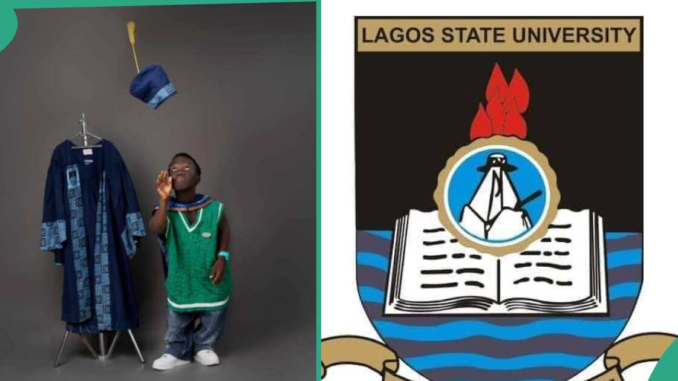 "Wear The Gown": Lagos State University Posts Funny Reaction to Photo of Graduate With Small Stature