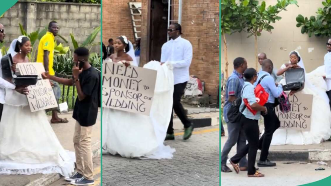Lady in White Dress Storms Street With Her Man, Begs for Money for Their Wedding, Prank Video Trends