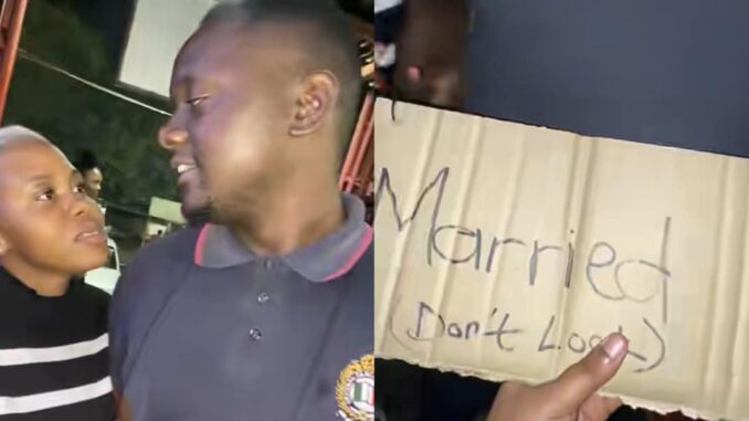 South African wife forces husband to carry 'married, don't look' sign