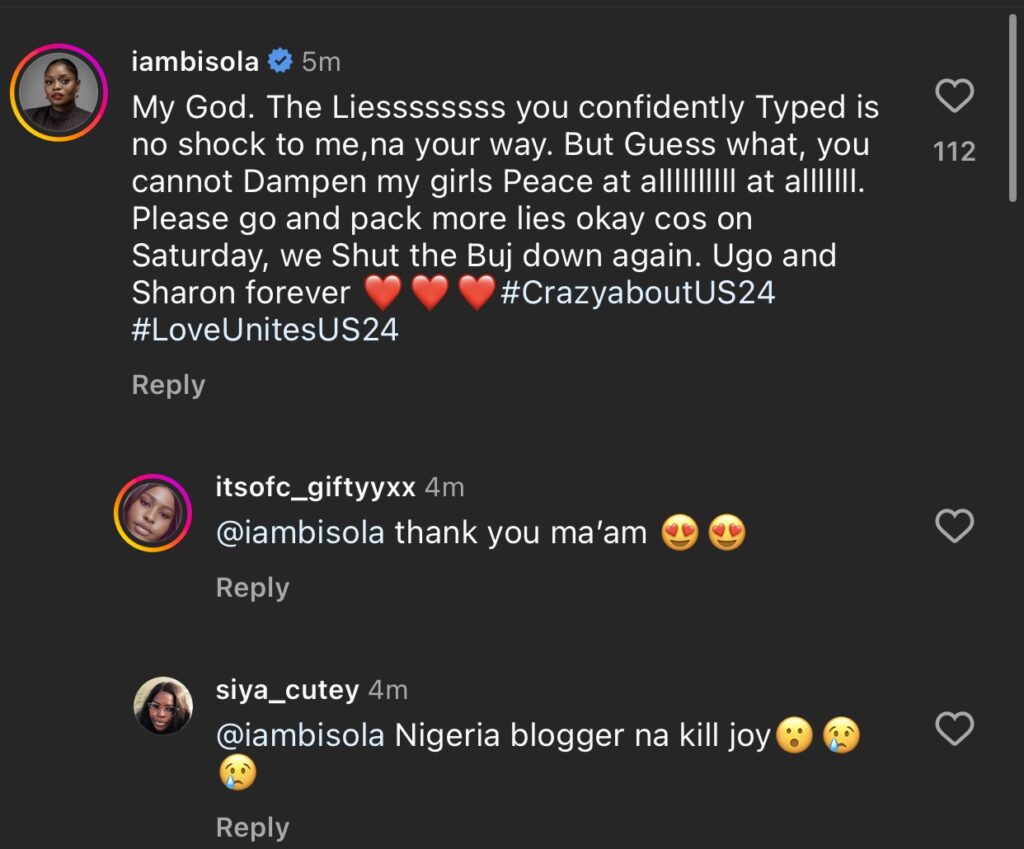 Bisola slams blogger for claiming Sharon Ooja is the 4th wife of her husband