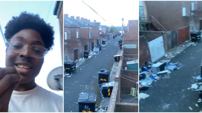 Young man cries out over dirty environment in UK