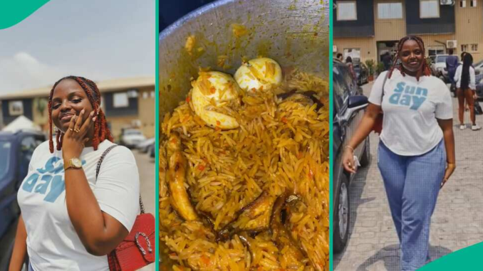 UNILAG Student Cooks Rice with Fish Using Less Than ₦1000, Shows the Outcome
