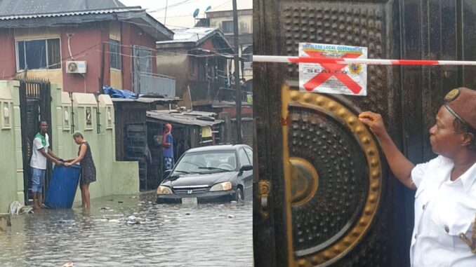 Lagos State Ministry of Environment and Water Resources Sealed An Apartment For Disposal Of Refuse Into Flood