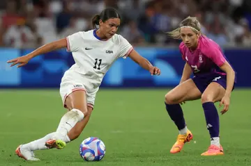 Sophia Smith (L) was the star performer for the USA against Germany with a brace