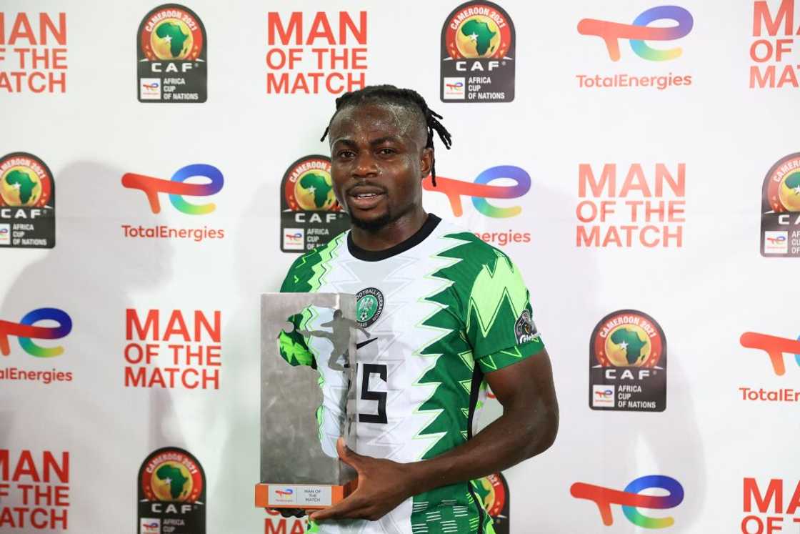 Moses Simon at Stade Roumde Adjia in Garoua on 15 January 2022.