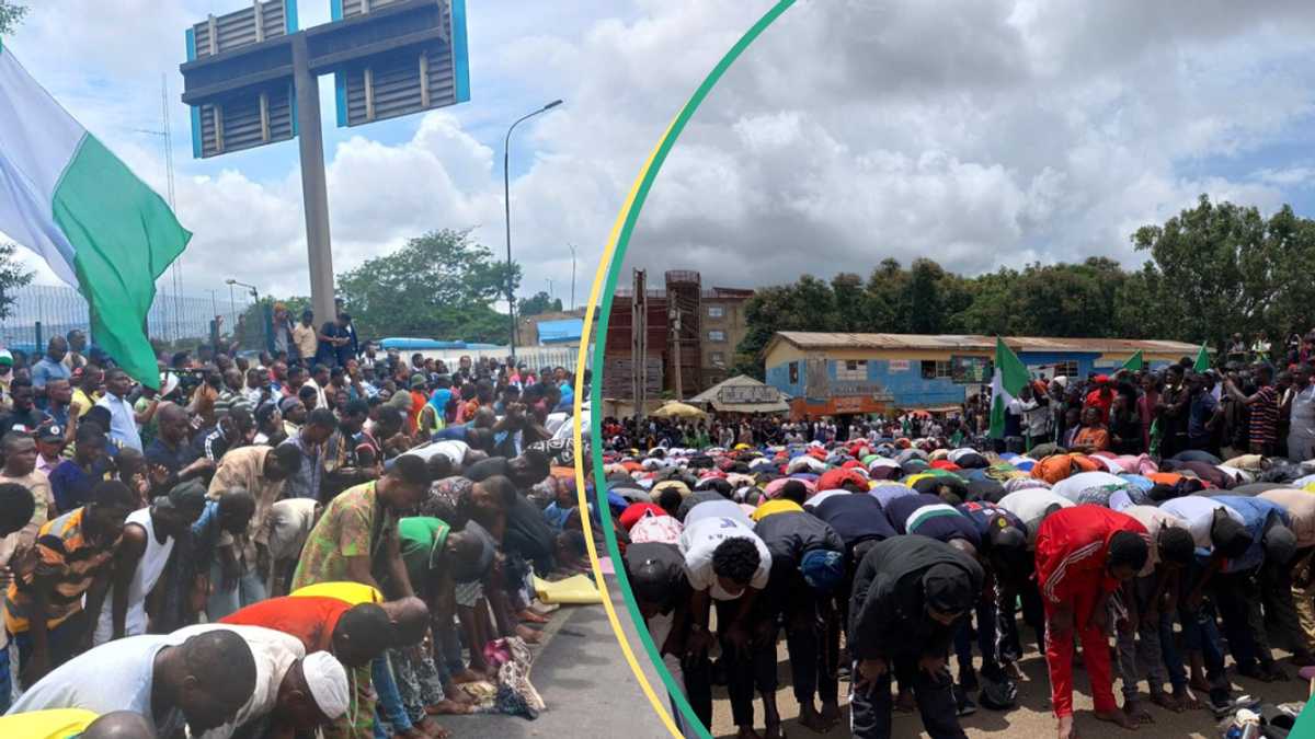 Muslim Protesters Observe Friday Prayer on Protest Ground in Lagos, Photos Emerge