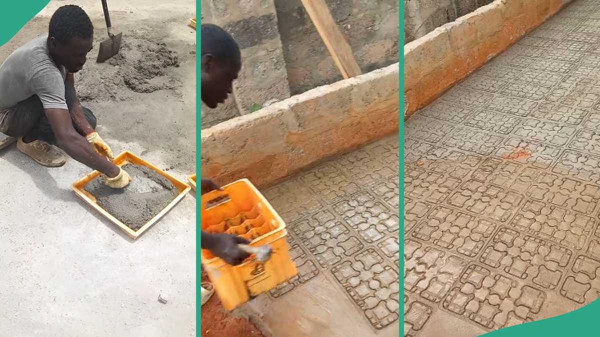 "That's creativity": Video shows bricklayer creating interlock design with mineral crate, awes many