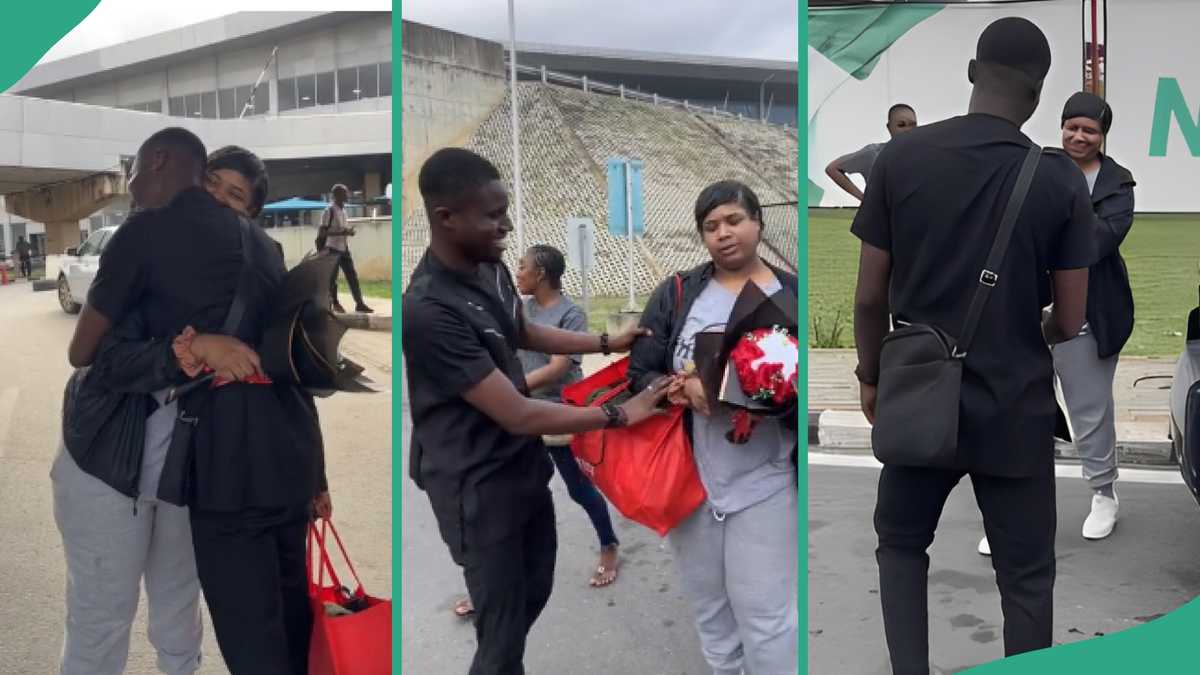 "Why is the Wife Not Happy?" Reactions as Wife Arrives in Nigeria for 2nd Time to Meet Her Husband