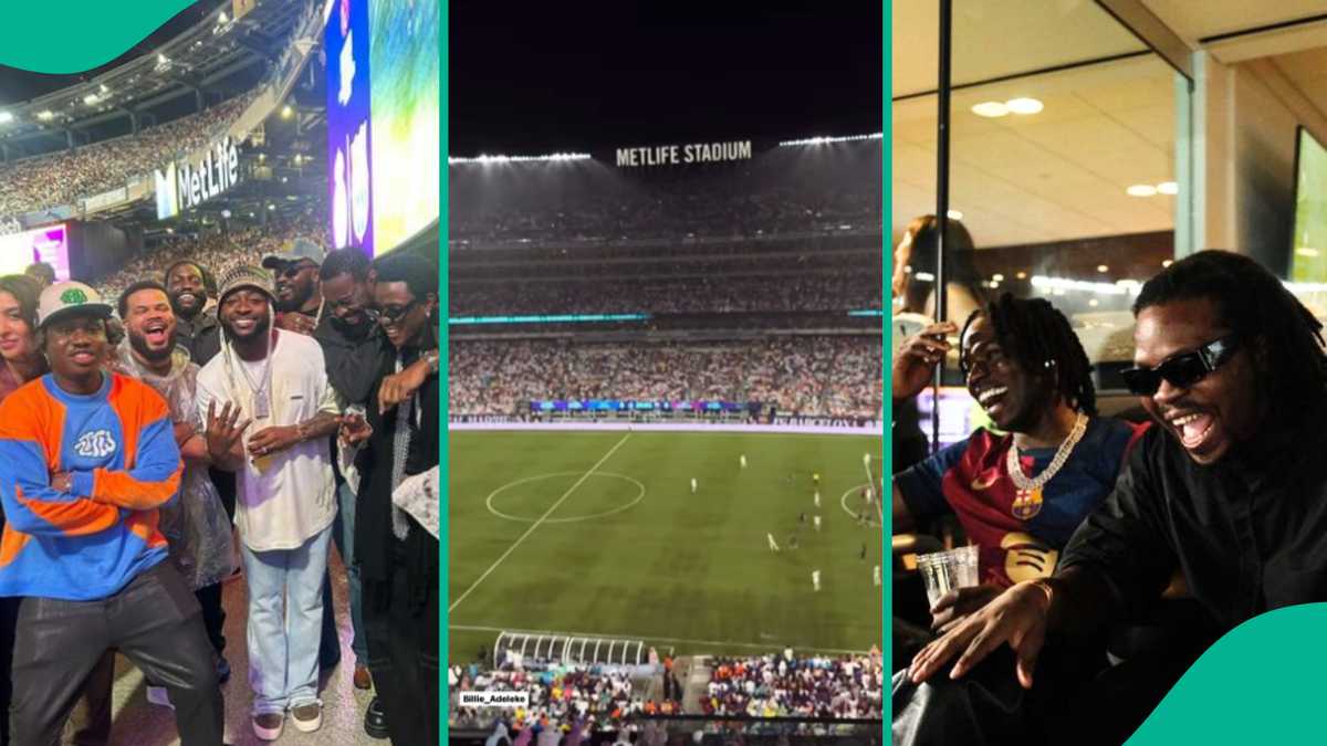 Davido, Zlatan Ibile, Others Link Up at Stadium to Watch Real Madrid vs Barcelona Match: “9ja Boys”