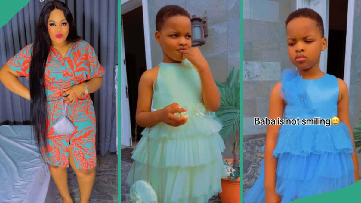 "No Stress this Fine Boy o": Video as Little Nigerian Boy Wears Female Dresses to Model for Mum