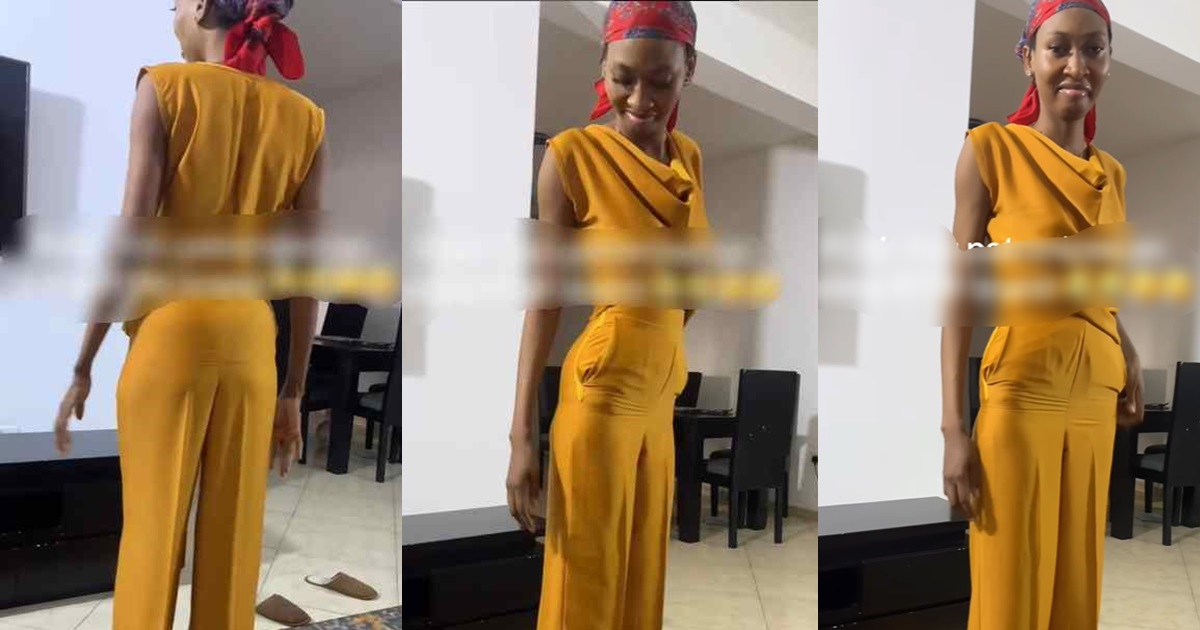 "Wrong measurement w@hala" – Lady shows off the ready-to-wear brand she bought online (VIDEO)