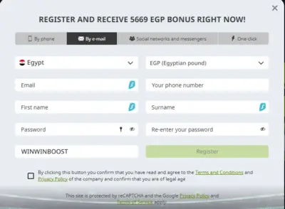 register winwinbet using email