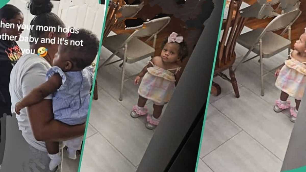 Toddler Gives Mum Heavy Side Eye for Carrying Another Baby in Her presence, Video Goes Viral