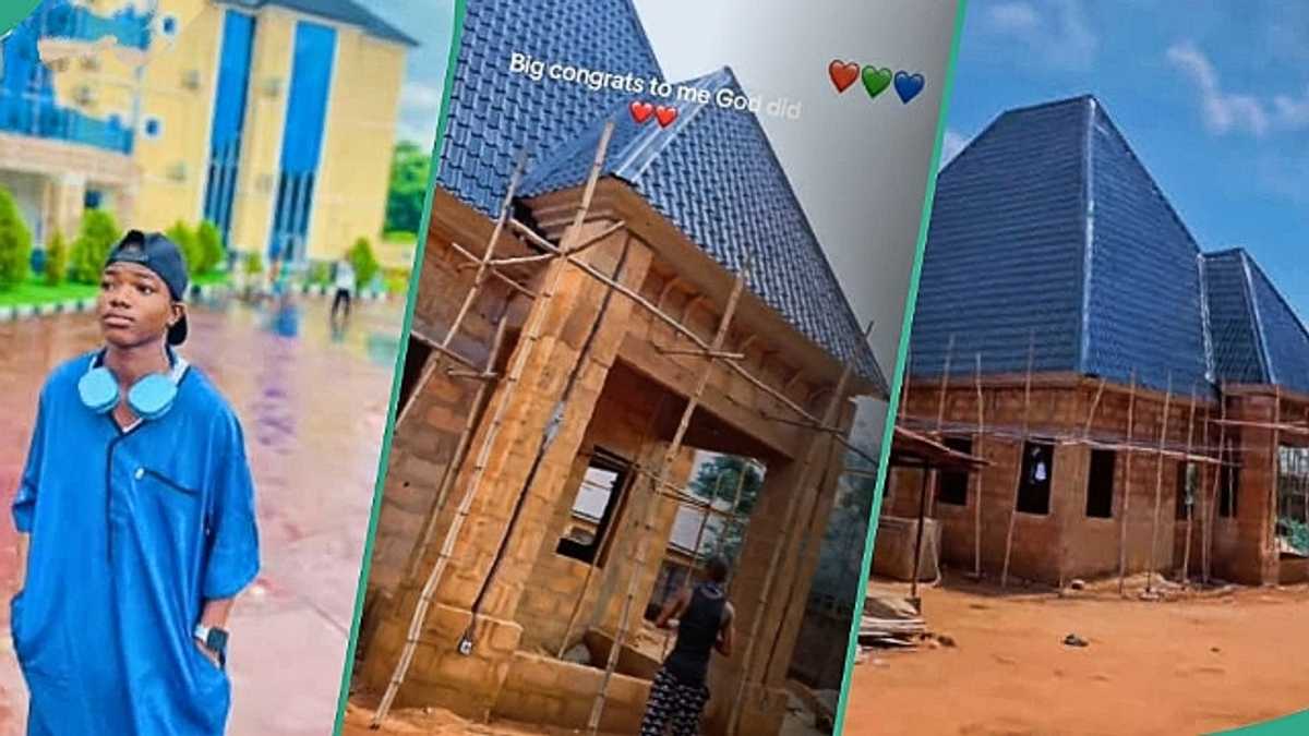 Young Nigerian Boy Displays His Uncompleted House With Pride, Video Goes Viral on TikTok