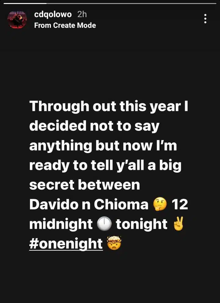 CDQ turn heads as he vows to expose Davido and Chioma's secret