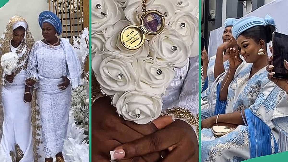 Bride Engraves Late Dad's Photo on Flower Bouquet, Walks Down Aisle With it in Touching Video