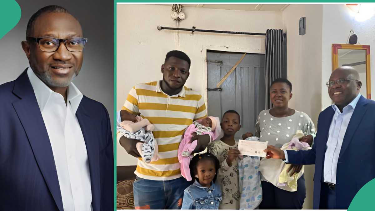 Billionaire Businessman Femi Otedola Gives N5 Million Cash Gift to Couple Who Welcomed Quadruplets