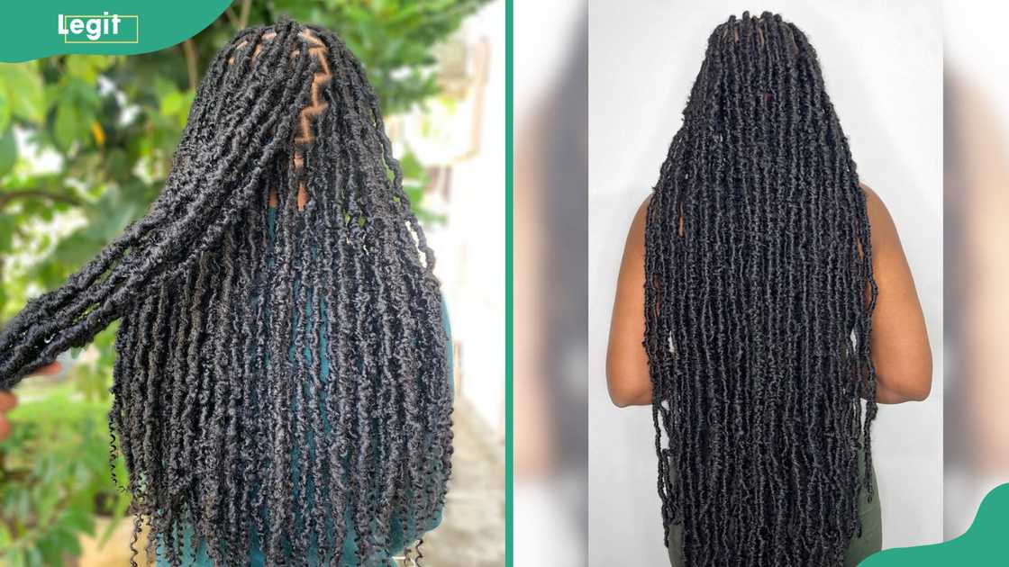 Black long faux locs.