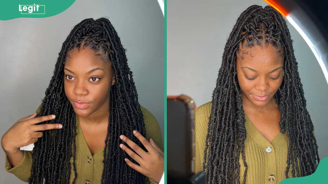 Stylish black faux locs