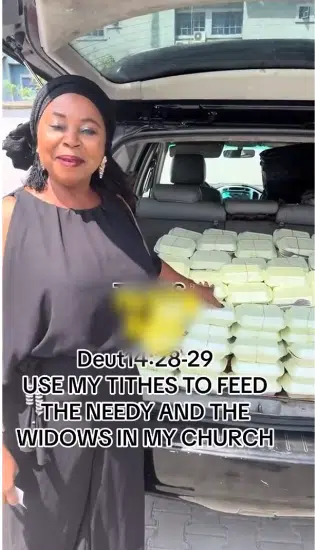 Businesswoman uses her tithe to give out food to needy and widows