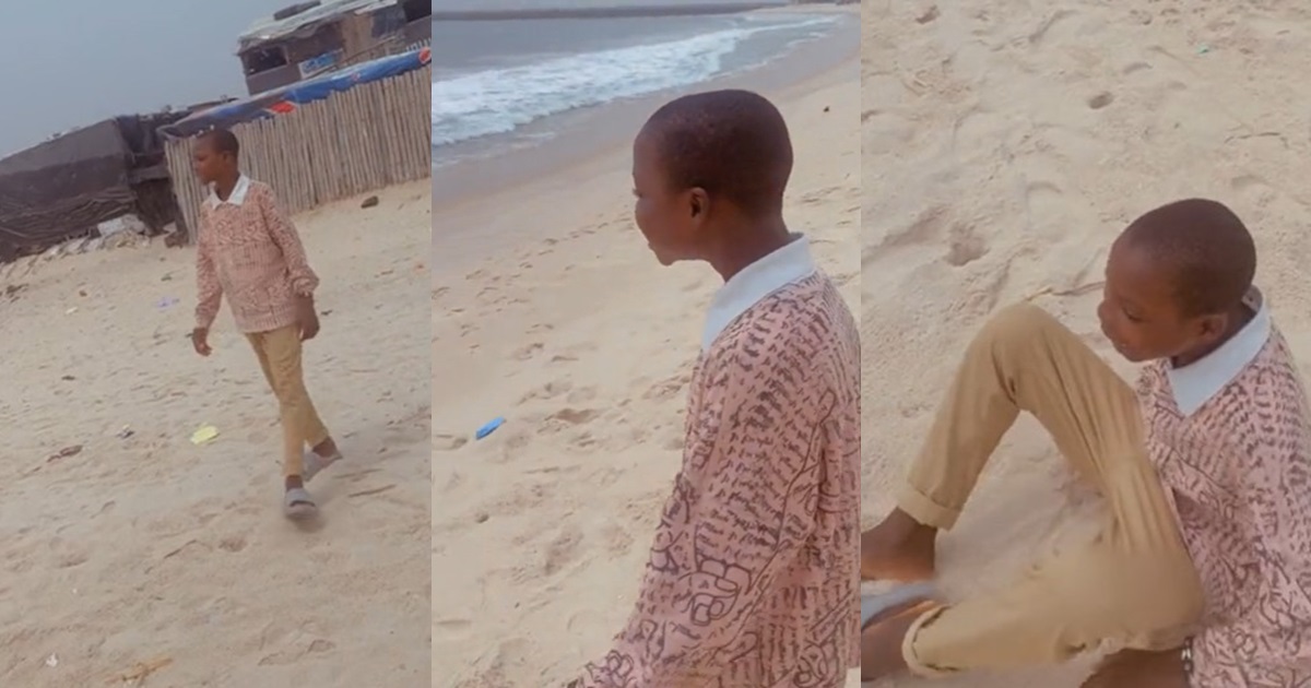 Lady shares her brother's overwhelming reaction after visiting the beach for the first time (VIDEO)