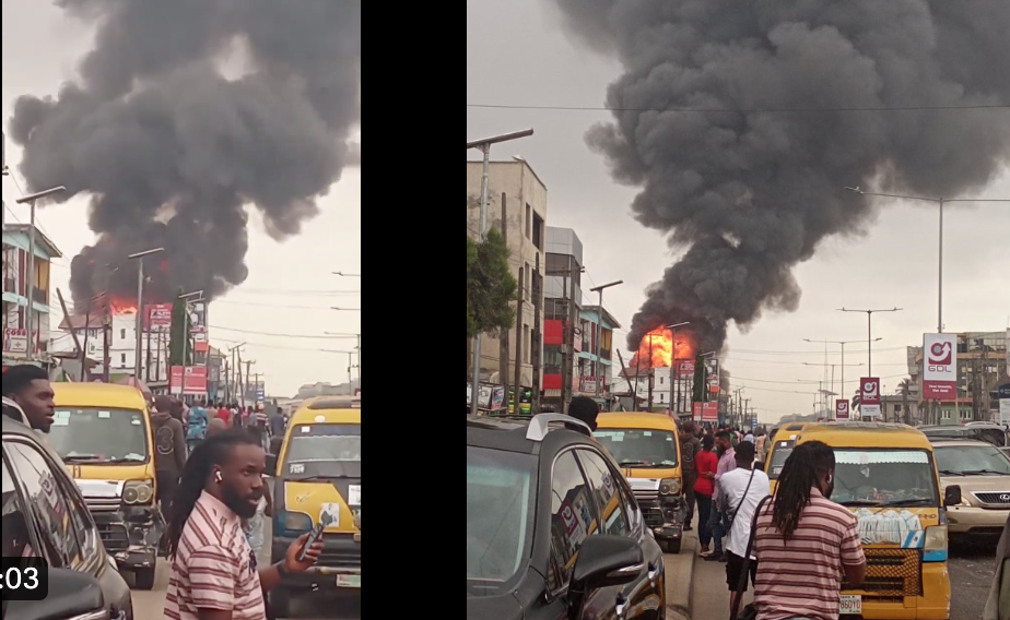 BREAKING: Fire guts Mobile filling station in Lagos (Video)