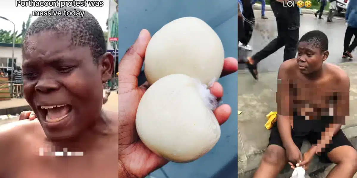 Nigerian man joins protest against government over high fufu price