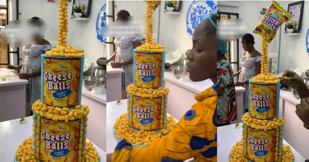 14-Year-Old Nigerian Baker Stuns Viewers With Creative 'Cheese Balls' Cake (WATCH)