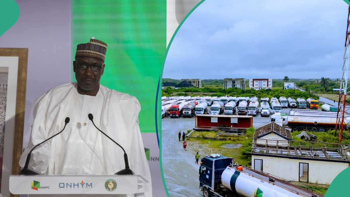 Photos: NNPC speaks as trucks line up at Dangote refinery waiting for petrol