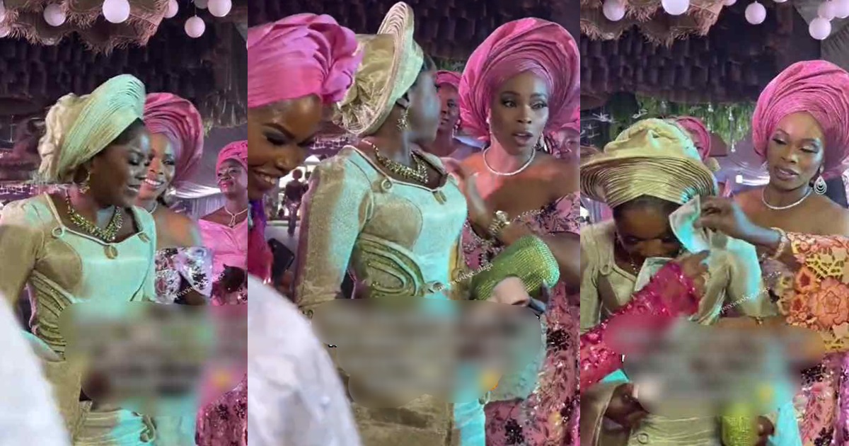 "She was protecting her makeup" – Aso-Ebi lady apologizes to bride after trying to prevent her mother from spraying her money VIDEO)