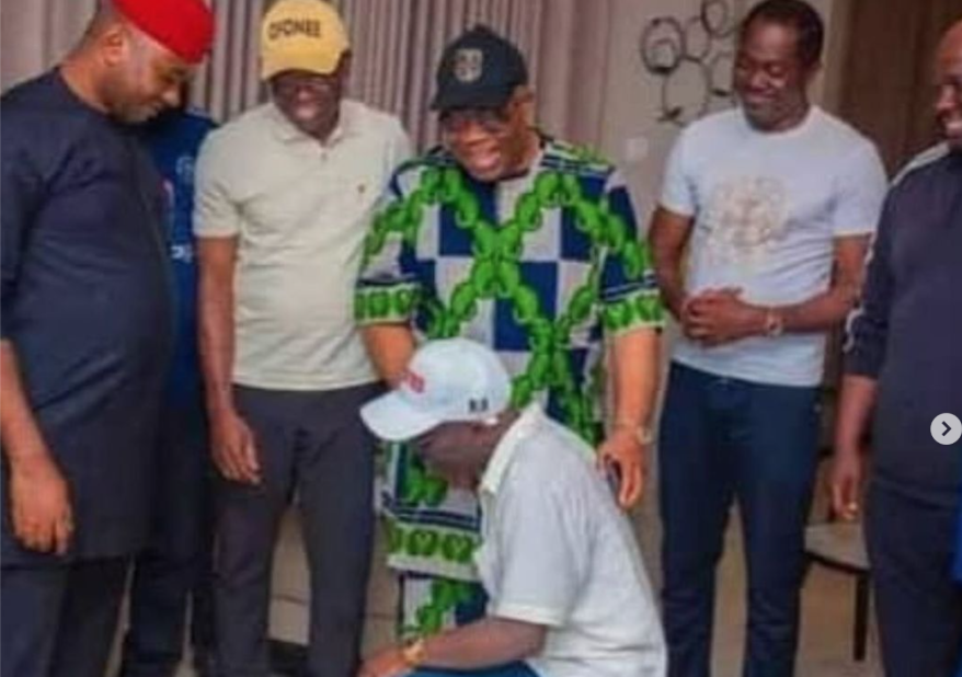 Another puppet - Reactions as Edo governor-elect Okpebholo, kneels to thank Akpabio