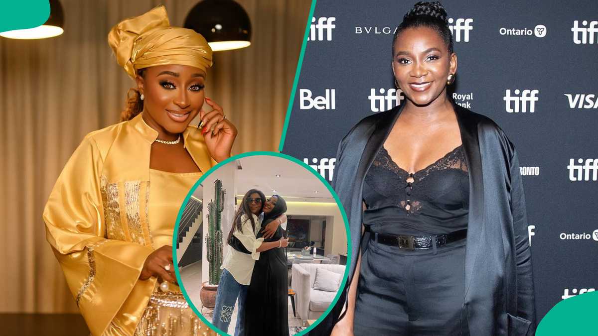 Ini Edo, Genevieve Nnaji’s Unusual Link-Up Shakes Internet As Nollywood Stars Embrace Each Other