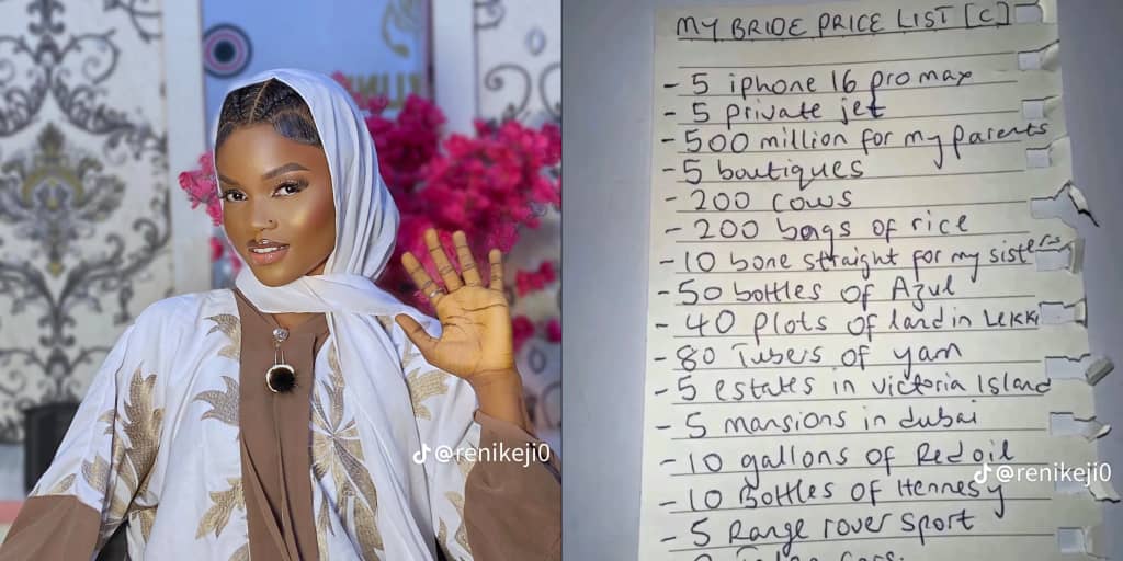 Nigerian lady demands 5 Dubai mansions, 200 cows, 5 private jets as bride price