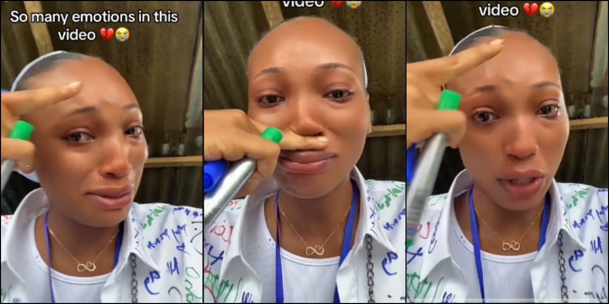 Lady sheds hot tears as she finally signs out of school, video stirs emotions