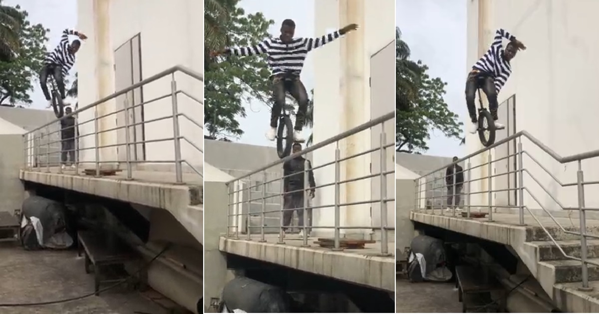 "Na why men no dey live long be this" – Netizens react to viral video of a stunt man (VIDEO)