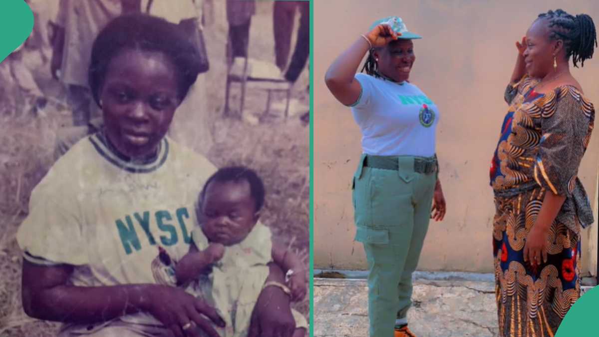 Nigerian Lady Recreates Old Photo Taken With Her Mother When She Was Doing Her NYSC Years Ago