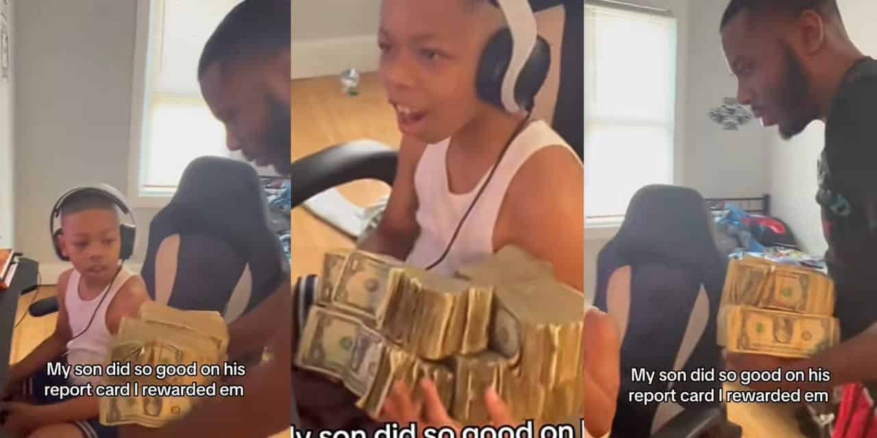 Proud father rewards son with thousands of dollars after seeing his report card