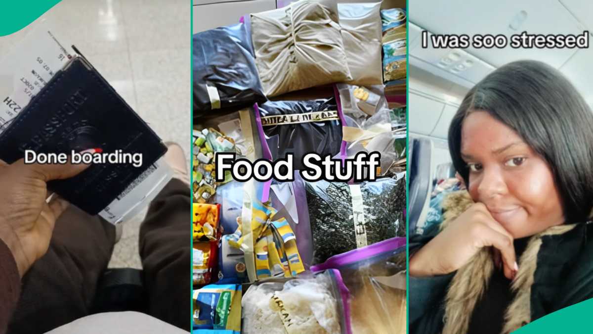 Nigerian Lady Relocates to Portugal, Loads Bags With Noodles and Other Foodstuff, Video Goes Viral