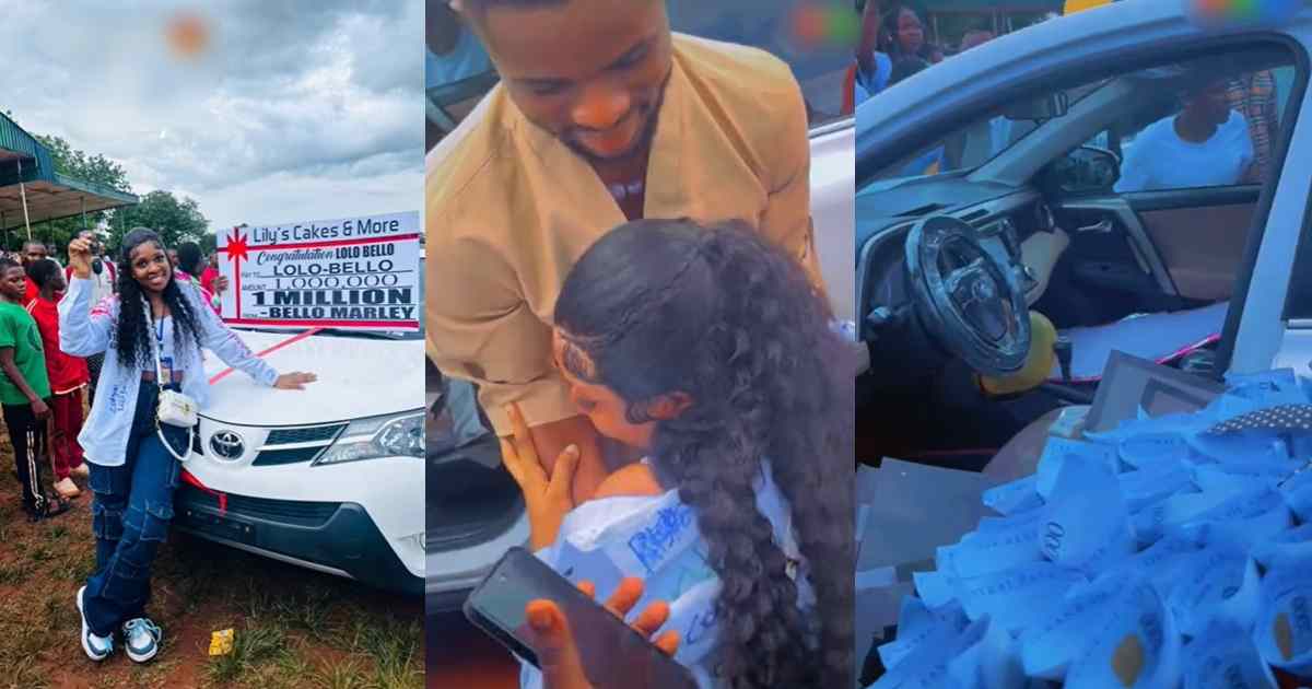 Celebration Erúpts as Nigerian man gifts his wife a car on Sign-Out day (VIDEO)