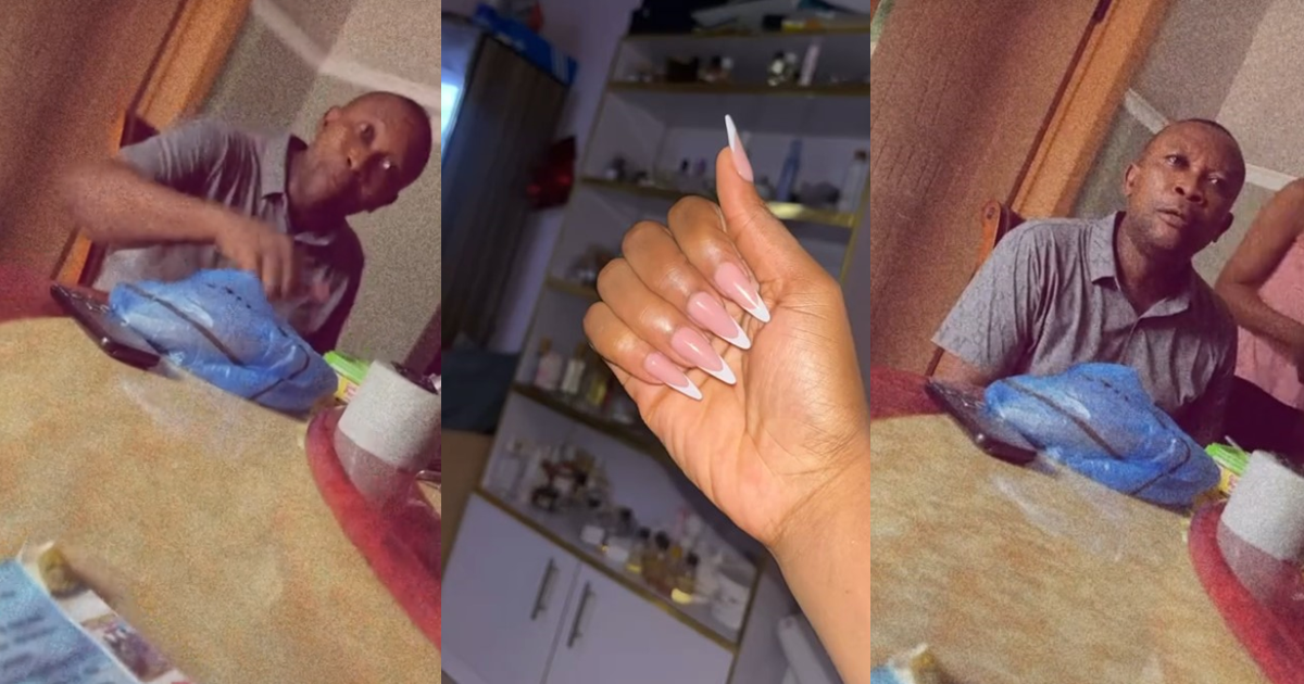 "No man will marry a woman with long nails" – Nigerian father r@ges as daughter gets long acrylic nails (WATCH)