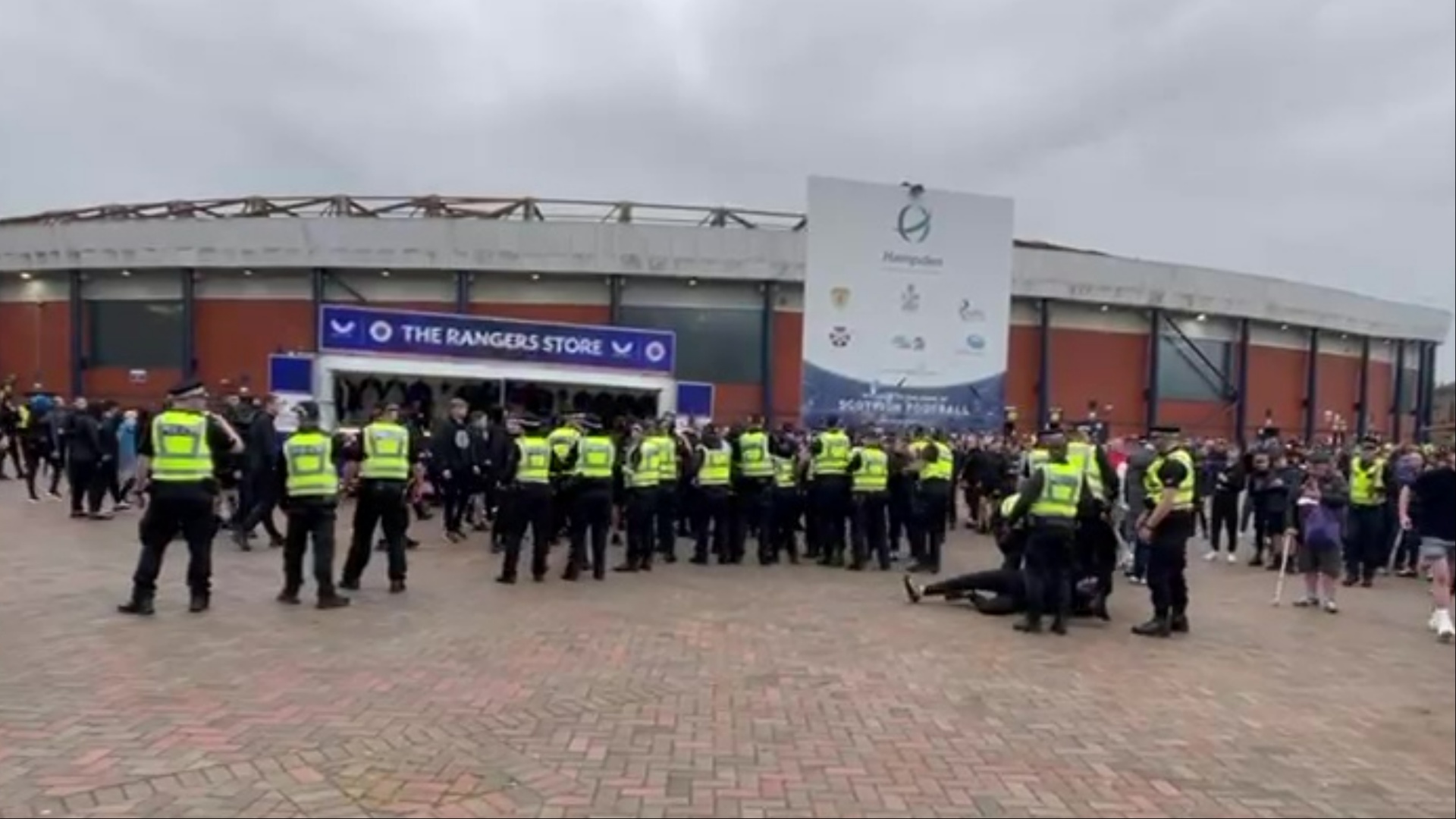 Rangers hooligan clashed with cops after drum snatched from St Johnstone worker outside stadium