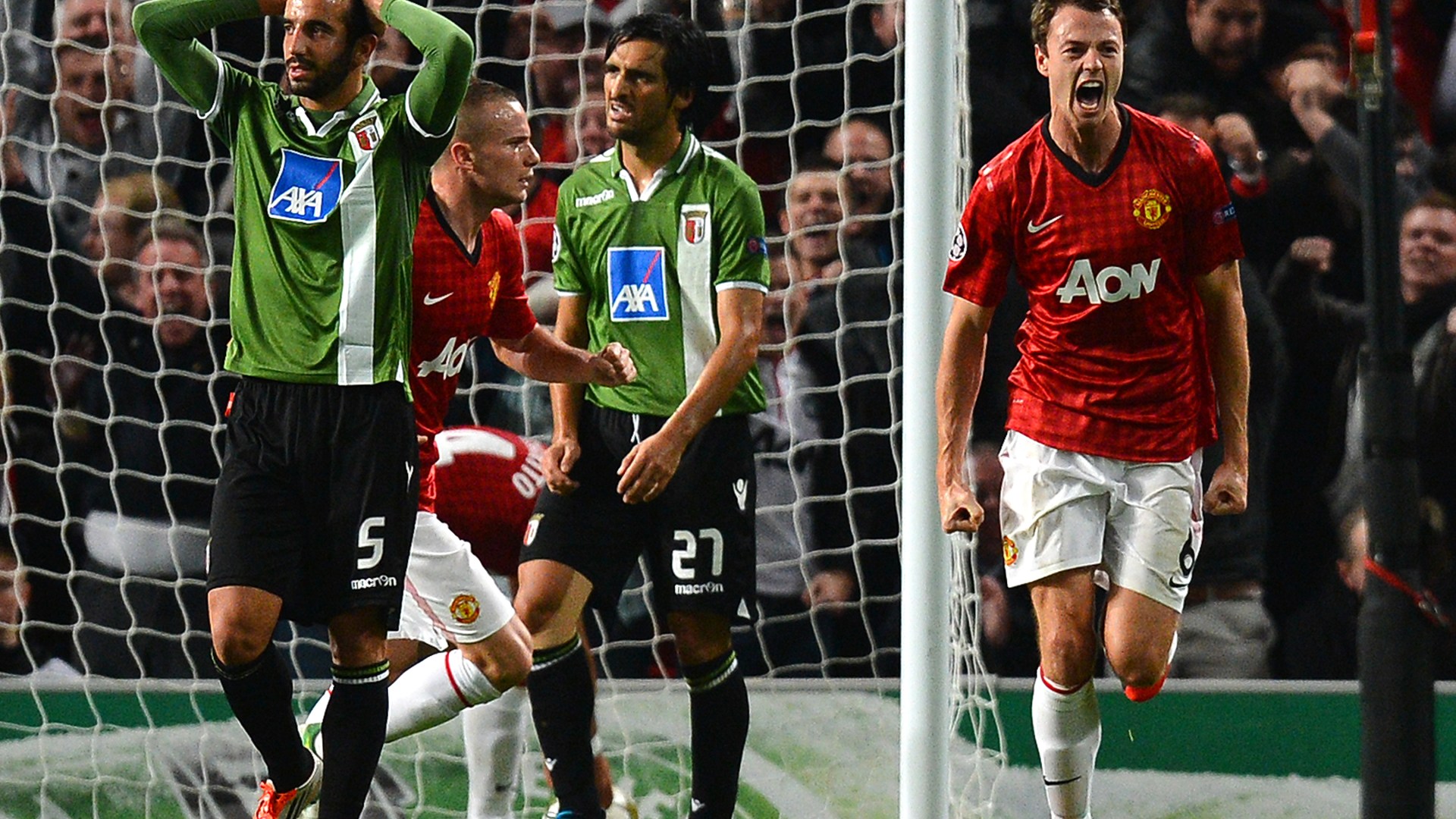 Throwback picture shows defender Ruben Amorim watching in horror as Jonny Evans scores AGAINST him for Man Utd