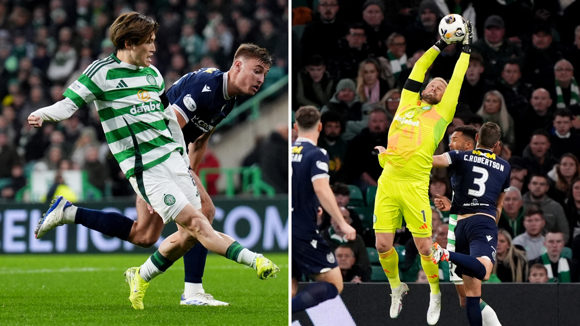 Celtic vs Dundee LIVE SCORE as Kasper Schmeichel saves Hoops' bacon with huge save and Yang misses big chance