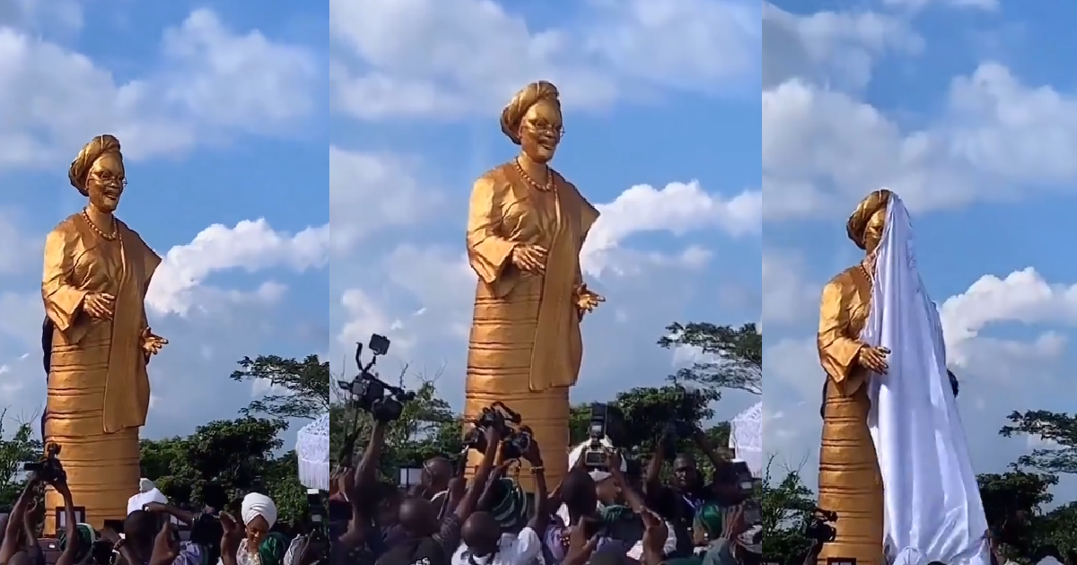 Golden Statue Of Remi TInubu Erected By The Ooni Of Ife Sp@rks Outr@ge (VIDEO)