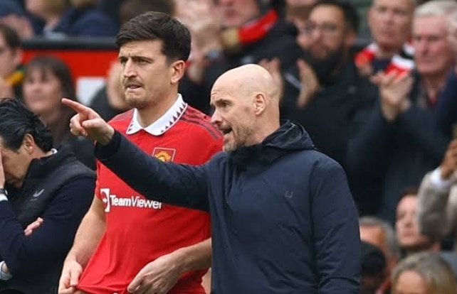 Harry Maguire and Erik ten Hag