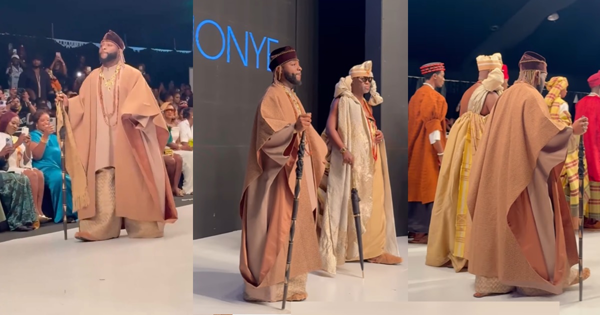 "The only King of Africa!" – Fans hail as Davido debuts as a runway model (VIDEO)