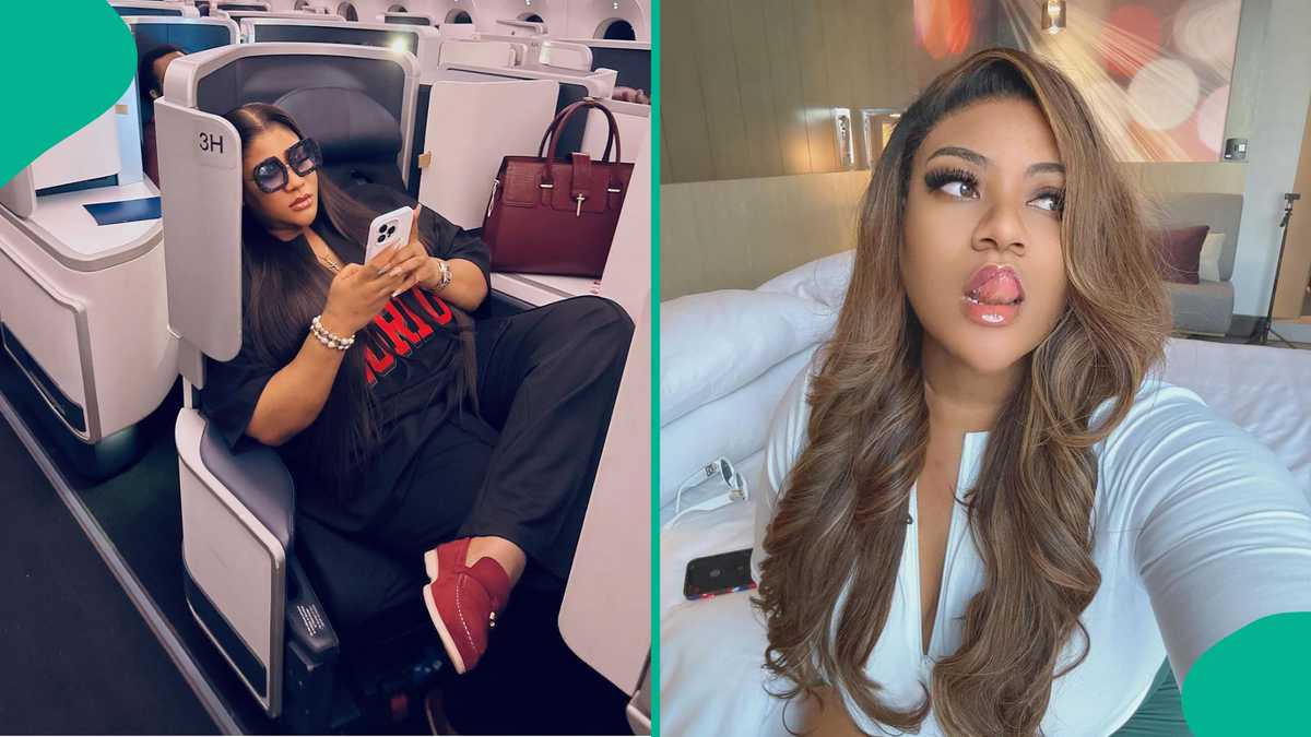 Video as Nkechi Blessing Flies Business Class, Flaunts Luxury Lifestyle on Plane With Yoruba Vlog